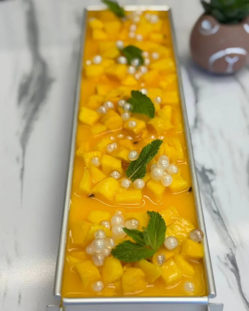 Fresh mango cake with pearls at Crunchy Sweet, a Ice Cream Shop in Portland